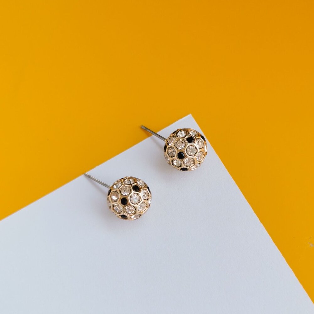 On The Ball Gold Black Multi Stud Earrings by Kate Spade - Picture 3 of 4